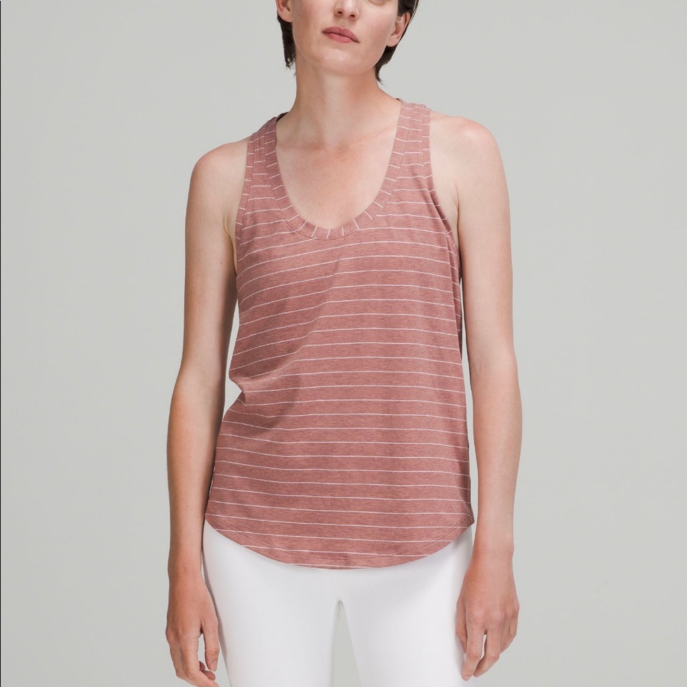 Lululemon Pink and White stripe love tank - Picture 1 of 4
